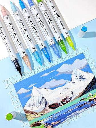 168/120/60 Colores Rotuladores Acrílicos de Doble Punta, 1 Rotulador con 2 Colores, Mezclables, Adecuados para Bocetos a Color, Dibujo Artístico, Hacer Regalos de Navidad, Acción de Gracias, Año Nuevo, Pascua, Fiestas, Tarjetas, Pintura en Metal, Cerámica, Vidrio, Decoración de Halloween