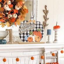 3 Pcs Fall Pumpkin Decor Wooden Table Sign Thankful Grateful Tabletop Autumn Farmhouse Vintage Thanksgiving Harvest Party Rustic Home Room Table Shelf Halloween Decorations