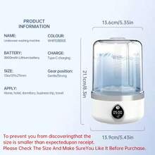 1 件 8.3*5.35 英寸内衣洗衣机、便携式洗衣机、紧凑型迷你洗衣机，适用于精致和轻薄服装（USB 插头/3600 MAh 锂电池）、房车配件、无绳便携式洗衣机、1.4L 白色迷你洗衣机，非常适合宿舍、公寓，适合家庭、酒店、宿舍、商务旅行、旅行