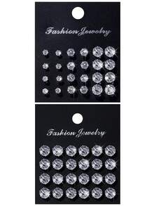 72-48-24pcs/Set Minimalist Punk Geometric Round Earrings, Suitable For Men, Suitable For Charming Parties, Festivals, Holidays, Music Events, Couples, Gatherings, Dates, Gifts, Casual Wear - Multicolor - View 17