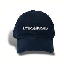 Unisex Dad Hat In 100% Cotton Twill Curved Brim Personalized Latinoamericana - 海軍藍繡花白 - 查看 5