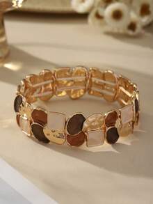 Cring Coco 1 chiếc vòng tay tròn trang trí bằng hợp kim kẽm thanh lịch, thích hợp cho nữ giới đeo hàng ngày, đi nghỉ mát, dự tiệc, làm quà tặng Ngày Valentine, Ngày của Mẹ cho bạn gái/mẹ. - Màu xanh lam - Xem 5