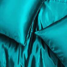 3-Piece Reversible Queen Size Silky Comforter Set/Bedding Set, Luxury Soft Satin Comforter With 2 Satin Pillowcases, Lightweight Duvet Set For All Seasons, Black - 綠松石 - 查看 5