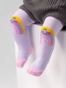 3 Pairs Baby Girls Snug Fit Leggings, Newborn Infant Footless Tights - Multicolor - View 5