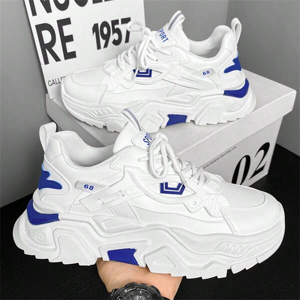 Tênis masculinos com sola grossa que aumentam a altura, calçados esportivos casuais respiráveis, tênis masculinos versáteis e robustos de malha