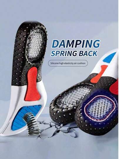 Shock-Absorbing Air Cushion Insoles, Comfortable Elastic Insoles For Men And Women Sports Shoes