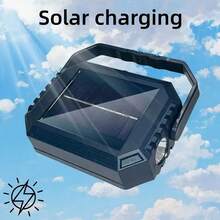 1/2pcs Multi-Function Solar Camping Light, 96 LED Portable Lamp With Side Spotlight, 4 Lighting Modes, 2*1200mAh Lithium-Ion Battery For All-Night Illumination, Digital Display Battery Level, USB Or Solar Charging, Suitable For Outdoor, Camping, Emergency, Expedition, Hiking