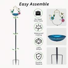 1 Stück kreative Teekanne Eisenkunst Vogelbad, Outdoor Vogelbad, 116,5 cm hoher Vogelhaus mit Metall Gartendekoration