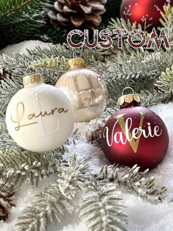 Personalized Christmas Balls, Customized Name Christmas Ornaments, Christmas Balls, Personalized Christmas Decorations, Surname Christmas Balls, Secret Santa Personalized Christmas Balls/Named Christmas Tree Ornaments/Customized Name Ornaments/Christmas Gifts For Family Or Friends, Random Colors