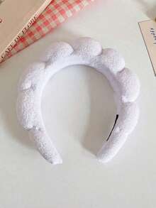 1pc Facial Headband / 2pcs Facial Wristbands / 3sets Spa Headband, Makeup Headband, Facial Headband, Skincare Headband, Pink Velvet Fluffy Sponge Headband, Bow, Bubble, Spa Headband, Wristband, Women & Girls Hair Accessories Set - Multicolor - View 19