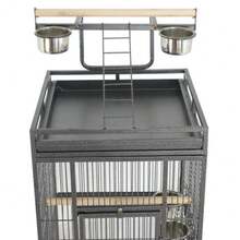 61" Rolling Bird Cage Play Top Cage With Stand  Power Coated Steel Cage - Black - View 5