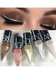 Glitter Eye Liners Eyeshadow, 1Pc Waterproof Silver Gold Color Sequins Long-Lasting Eyeliner Eye Shadow Y2K Makeup Beauty Cosmetics - LK102-02 銀色 - 查看 3