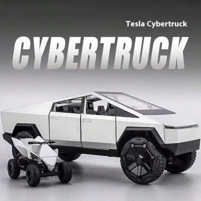 1件 2026新款合金仿真越野车皮卡特斯拉CYBERTRUCK收藏摆件，节日礼物，送朋友的礼物