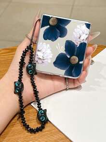 Fashionable Minimalist Matte PC Material Foldable Phone Case With Cute Floral Decor, Matching Color Bracelet, Effectively Protects Phone And Prevents Drops, Compatible With Samsung Galaxy Zflip 3/Zflip 4/Zflip 5/Zflip 6/Zflip 7, OPPO Find N3 Flip, Razr 50 Ultra/Razr 60 Ultra/Razr 60/Razr 50, MIX Flip, Galaxy Z Flip7 FE - Clear - View 4