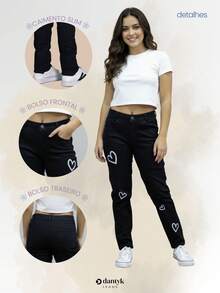 Girls' Jeans With Adjuster - 黑色 - 查看 5