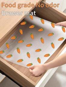 1roll Clear Carrot Drawer Liner,Drawer Pad, Cabinet Waterproof And Moisture-Proof Pad, Kitchen Cabinet Sticker, Special Paper For Countertop, Wardrobe Shoe Cabinet Pad - Carrot - View 3