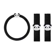 1-3pcs Cute Panda Car Steering Wheel Cover Shoulder Protection Plush Warm Handlebar Cover Internet Famous Car Interior Decoration Protective Cover