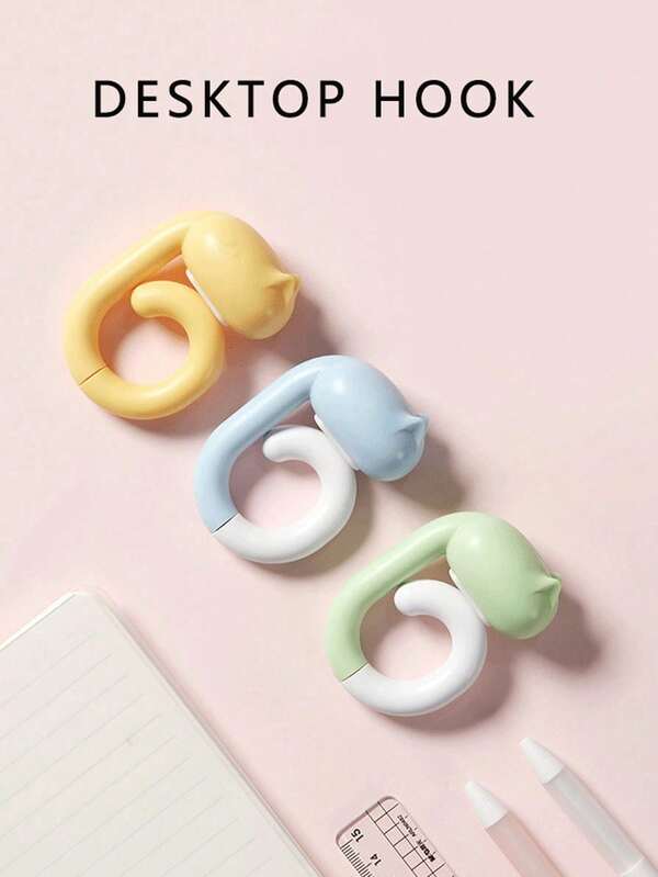 1 قطعة خطاف تخزين جانبي للمكتب بتصميم كرتوني، خطاف لتعليق الحقيبة الظهرية، خطاف منظم للمكتب، خطاف تعليق للمكتب