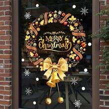 Calcomanía de corona de Navidad para decoración de ventanas y puertas de vidrio - Película PVC electrostática estacional, decoración de escena festiva sin adhesivo, de fácil aplicación y remoción, acento festivo versátil para el hogar