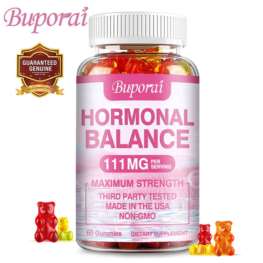Gomitas Para El Equilibrio Hormonal Femenino: Alivio Del Síndrome Premenstrual, Ayuda Con La Hinchazón, Control De Peso, Síndrome De Ovario Poliquístico Y Menopausia - 120 Unidades - 60 gomitas - Ver 1