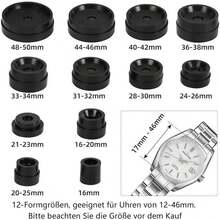 Juego de herramientas para reparación de relojes, juego de herramientas de sujeción de relojes, cerradura de caja con 12 placas de sujeción, insertos de plástico, herramientas mecánicas para ajustar y reemplazar correas de relojes, abrir cubiertas de relojes, cambiar baterías de relojes, juntas y más - Plateado - Ver 3