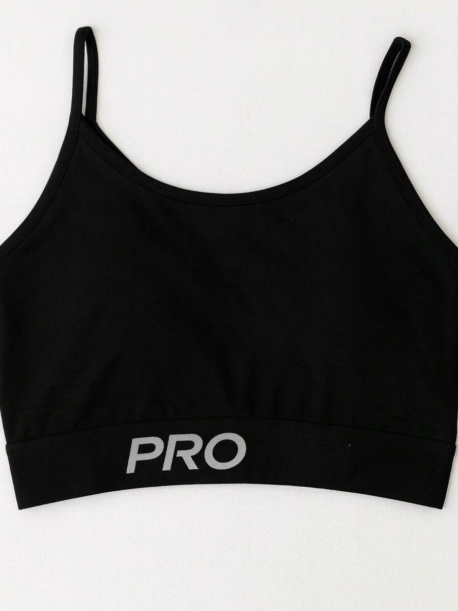 Women's Fitness PRO Top With Thin Straps And Light Support – Black And Brown - Negro - Ver 1