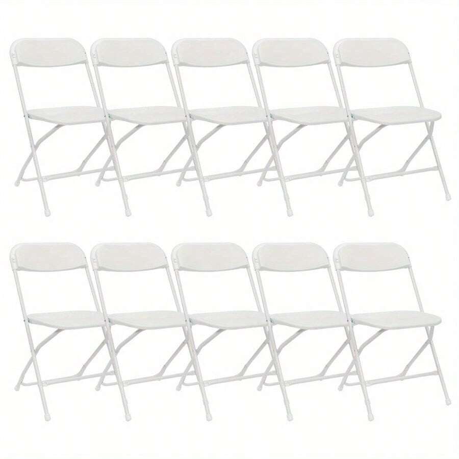 10-Pack Heavy-Duty Folding Chairs With Folding Mechanism - Extra Wide Seats (15.5x15.5in), 350lb Capacity - Lightweight Stackable Wedding, Party, Banquet, Event Chairs - Easy Storage For Home, Events, Rentals - White Plastic Chairs For Adults, Outdoor Seating, Simple Design, Sturdy Frame, Wedding Planners - 白色364 - 查看 1