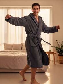 2-Piece 100% Cotton Unisex Bathrobe Set – Black & Green Color Options, Fluffy Hooded Robes For Women & Men, Terry Cloth, Soft With Long Belt – Ideal For Spa, Sauna & Daily Use – S/M & L/XL – Made In Turkey - 墨綠色 - 查看 11