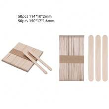 50/100 件一次性木制脱毛蜡棒女士身体脱毛刮刀涂抹器木制美容工具、美发产品及理发店美容旅行必备品 - 彩色 - 查看 16
