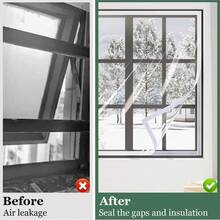 1 قطعة من مادة EVA سهلة الالتصاق، غشاء عازل للنوافذ شفاف سميك - منع التسرب، لاصق ذاتي، بدون حاجة للثقب - يحافظ على البرودة، مثالي لراحة المنزل في الشتاء