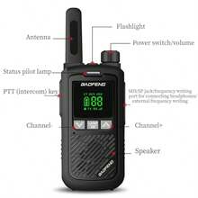宝峰 BF-T17 对讲机，UHF 频段，USB-C 迷你户外双向无线电 - 黑色 - 查看 6