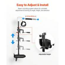 Electric Trolling Motor, Transom Mounted Outboard Boat Motors 12V 55lbs Thrust, 8-Speed Electric Boat Engine W/ Battery Indicator, For Kayaks, Fishing Boats On Freshwater/Saltwater, 30-In Shaft - 8-speed 30-inch Shaft - View 4