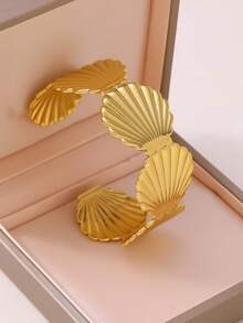 1件优雅法式不锈钢蝴蝶花朵手链，高端钛钢手链，适合女士日常佩戴、派对装扮、派对礼物、女友生日礼物 - 金黃色 - 查看 13