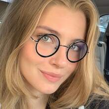 1 Piece Vintage Small Round Frame Eyeglasses - Stylish And Comfortable With Blue Lenses For Men And Women - 銀色 - 查看 6