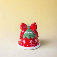 Christmas Candle Holder, Festive Candle Base For Dining Table, Holiday Decor With Red Bow And Santa Hat - Red - View 3