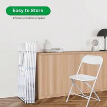 10-Pack Heavy-Duty Folding Chairs With Folding Mechanism - Extra Wide Seats (15.5x15.5in), 350lb Capacity - Lightweight Stackable Wedding, Party, Banquet, Event Chairs - Easy Storage For Home, Events, Rentals - White Plastic Chairs For Adults, Outdoor Seating, Simple Design, Sturdy Frame, Wedding Planners - Đen- - Xem 5
