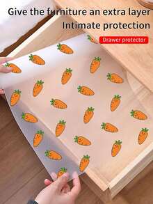 1roll Clear Carrot Drawer Liner,Drawer Pad, Cabinet Waterproof And Moisture-Proof Pad, Kitchen Cabinet Sticker, Special Paper For Countertop, Wardrobe Shoe Cabinet Pad - Carrot - View 4