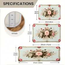 Floral Pattern Kitchen Rug, Non-Slip Washable Floor Mat With Vintage Rose Design, Watercolor Flowers For Kitchen Dining Room Entryway, Anti-Slip Rubber Backing, Long Narrow Runner Mat For Home Dec - 彩色 - 查看 6
