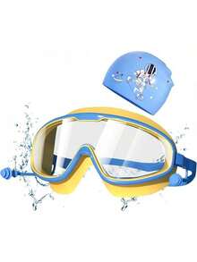 Gafas de Natación Juveniles, Antivaho 400, Lentes Grandes Ajustables para Niños y Adolescentes, Silicona Suave Impermeable, Para uso en interiores y exteriores - Azul - Ver 2