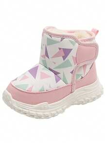 冬季新款户外运动雪地靴，适合 3-6 岁儿童，白色鞋底搭配粉色中筒鞋面，防滑加厚保暖内衬防水保暖靴，帮助小朋友们探索冬季的乐趣。 - 粉色 - 查看 6