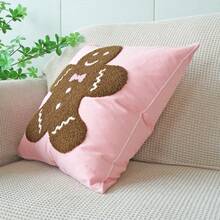 1 szt. poszewka na poduszkę z motywem laski cukrowej i piernikowego ludzika, świąteczna dekoracja do domu, do sypialni