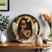 8x8 Inch Vintage Angel Metal Sign - Rust-Resistant Aluminum Wall Art, Suitable For Home And Cafe Decor, Ideal Thanksgiving Gift For Women And Girls, Indoor/Outdoor Use, Pre-Drilled Holes - Multicolor - View 5