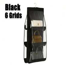 8口袋可折叠牛津布挂式钱包收纳袋，节省空间的衣橱收纳神器，适用于手提包、钱包和配饰，耐用的黑灰色设计，非常适合圣诞节、万圣节、感恩节等节日，可用作钱包收纳架、配饰架，外观优雅，结构坚固