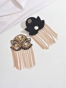 时尚闪亮水钻金/银流苏个性化金属肩章，复古朋克臂章配饰，男女通用