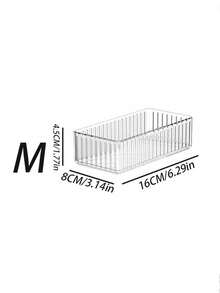 1件/5件/10件精美透明桌面化妆品收纳盒女士用于存放眼影、化妆刷、口红等化妆用品，带自由组合和分隔，适用于度假海滩、浴室收藏、卧室收藏，容量大 - 透明豎紋款 - 查看 14