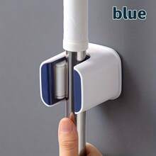 1pc Or 3pcs White & Blue Wall-Mounted Mop And Broom Organizer - Heavy-Duty Plastic Space-Saving Storage Rack With 1/3 Slots, No-Drill Installation, Tool-Free Mounting For Laundry Room, Bathroom, Closet - Durable Mop Holder With Suction Cup Or Adhesive Brackets, Easy To Clean, Scratch-Resistant (Compatible With Mops, Brooms, Vacuum Cleaners), Utility Racks