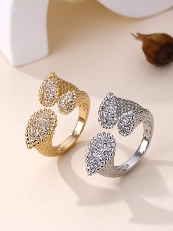 1 Stück Damen verstellbarer Tropfenring, komplett besetzt mit super glänzenden kubischen Zirkoniasteinen, geeignet für Hochzeit, Verlobung, Alltagstragen, Geschenk für Freundin, Halloween Schmuck, Weihnachtsgeschenk, Saudi-Nationalfeiertag Feier