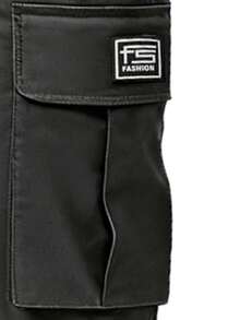 Men's Casual Outdoor Cargo Pants, Fashionable Drawstring Waist Workwear Trousers Spring Sports - Grey - View 3