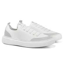 Men's White Sneakers Casual Shoes Easy To Wear Low Top Modern Flat Sole Fashion Modern Nylon Soft Lightweight Comfortable - 白色 - 查看 4