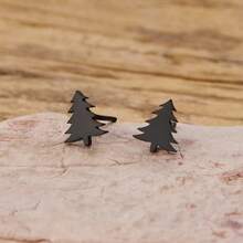 1 Pair Of Ladies' Christmas Tree Stud Earrings, Classic Christmas Theme, Made Of Stainless Steel, Suitable For Gifting, Weddings, Perfect Christmas Gifts